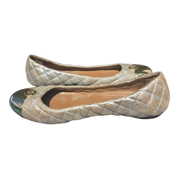 Tory Burch Women's Kaitlin Quilted Metallic Ballet Flats Size  9.5M Gold - Picture 4 of 15